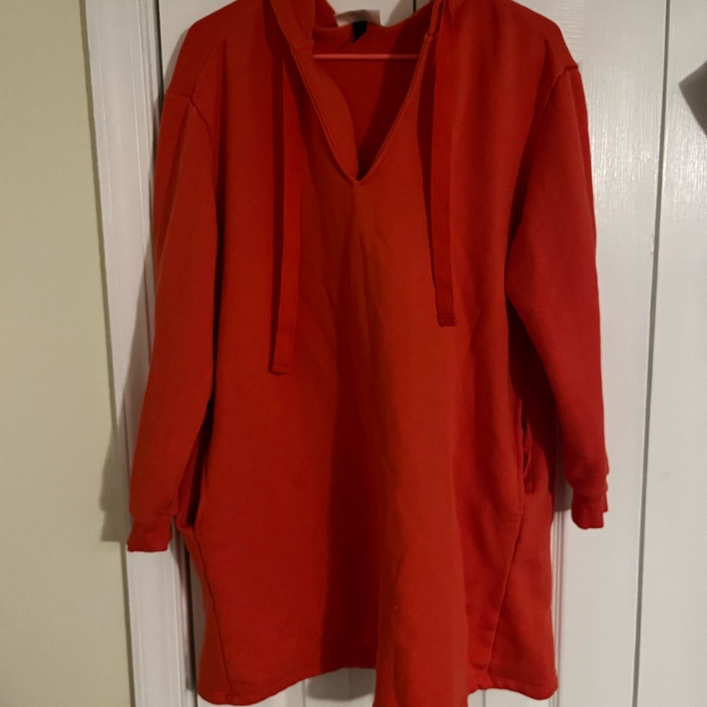 Reddish Orange Hooded Sweatshirt
